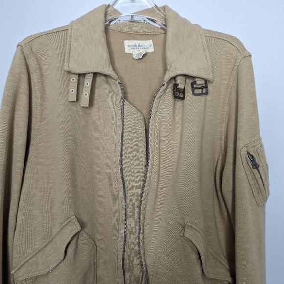 Denim & Supply Ralph Lauren Tan Full Zip Jacket Long Sleeve Pockets Size L - Picture 6 of 7